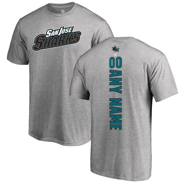Men’s San Jose Sharks Fanatics Branded Ash Personalized Backer T-Shirt ...